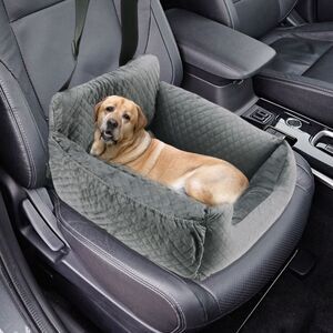 Removable Soft Travel Bed with Seat Belt Dog Car Seat Booster Gray